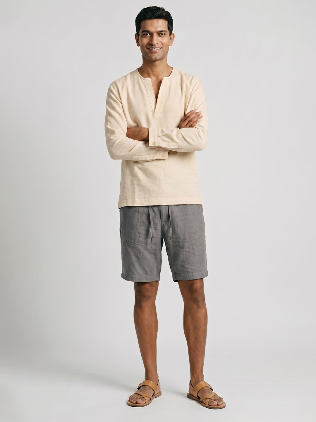 Men's Offwhite Cotton Polyester Loose Fit Shirt
