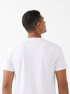 Men's White Cotton Elastane Slim Fit Tshirt