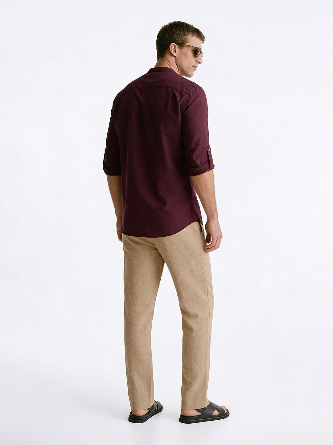 Men's Plum Linen Cotton Regular Fit Shirt