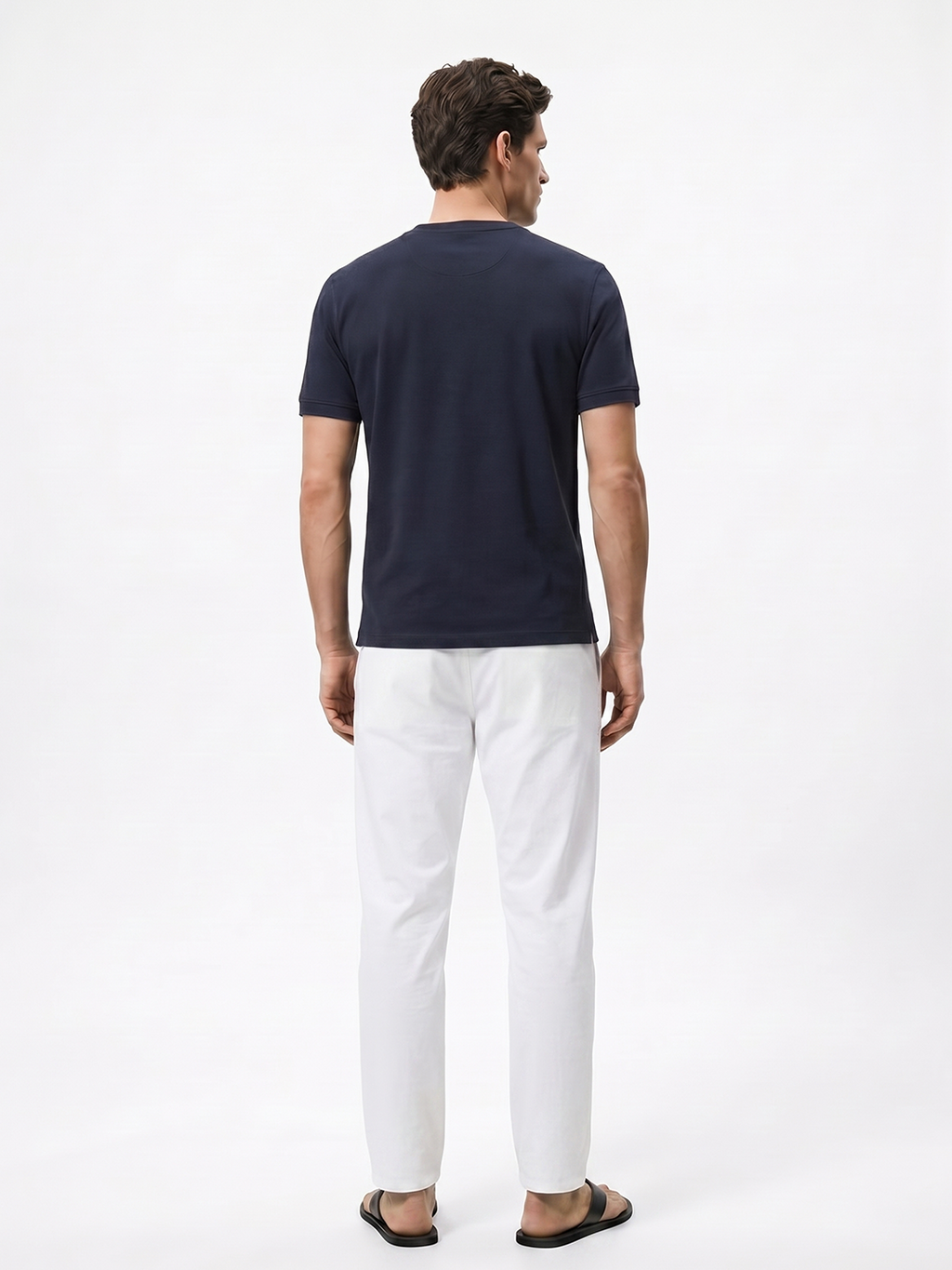 Men's Navy Cotton Elastane Slim Fit Tshirt