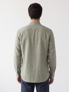 Men's Olive Tencel Linen Regular Fit Shirt