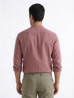 Men's Red Tencel Linen Regular Fit Shirt