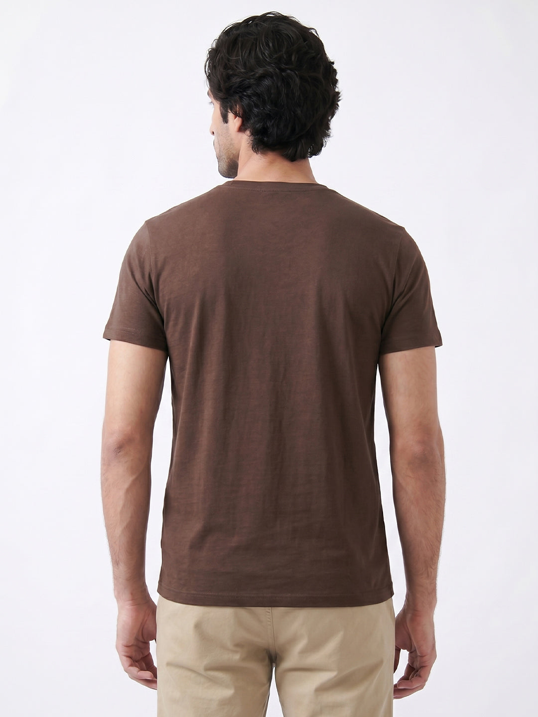 Men's Brown Cotton Bamboo Elastane Regular Fit Tshirt