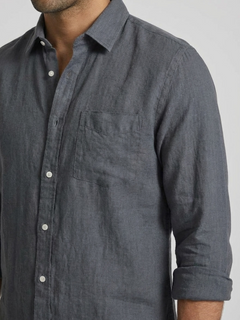 Men's Navy 100% Linen Regular Fit Shirt