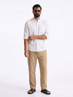 Men's White Linen Cotton Regular Fit Shirt