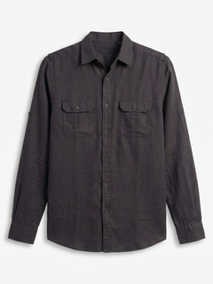 Men's Black Linen Cotton Regular Fit Shirt
