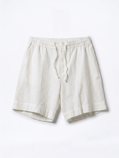 Men's White Cotton Linen Regular Fit Shorts