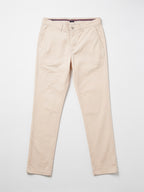 Men's Beige Cotton Lycra Slim Fit Pant