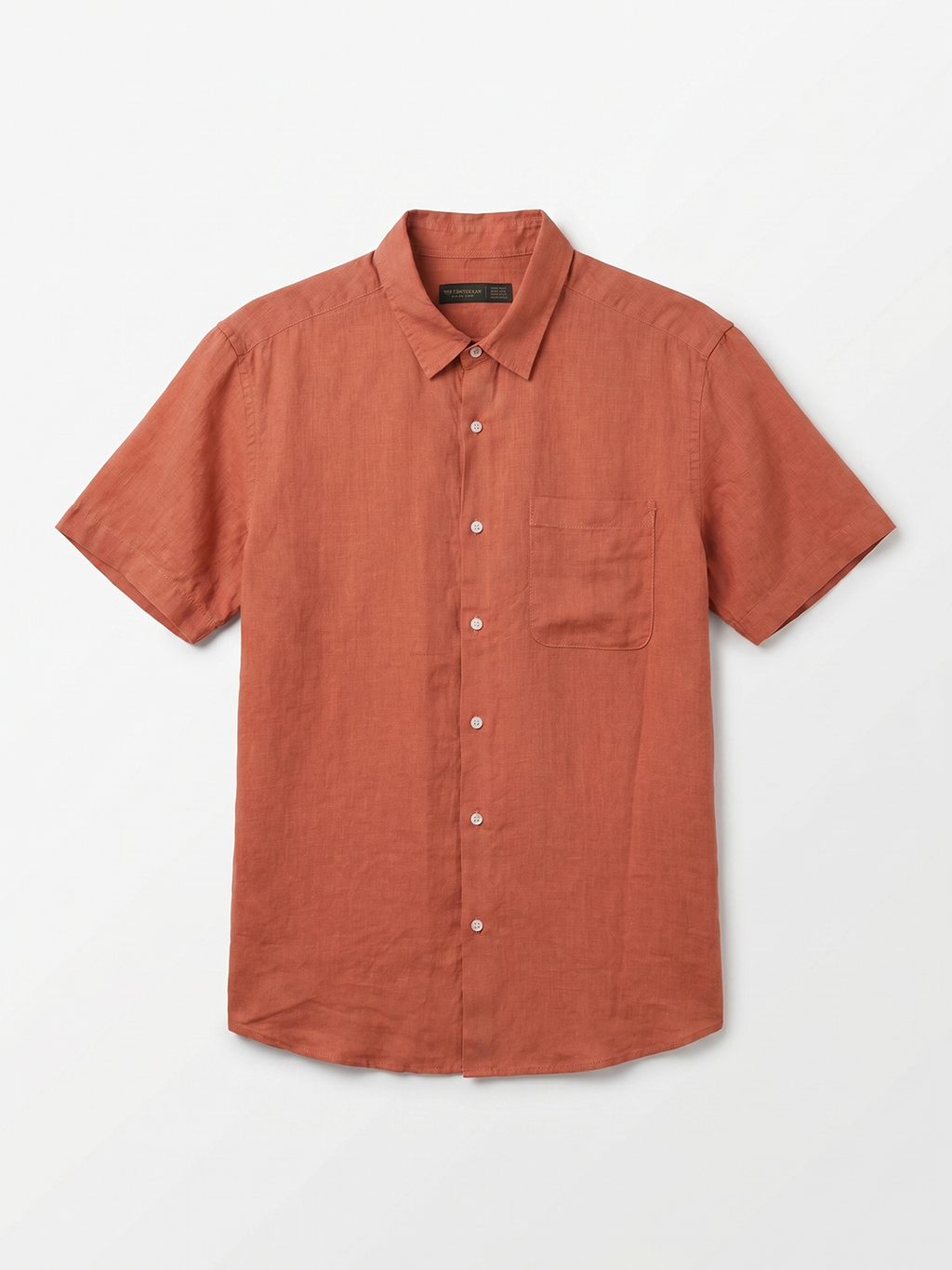 Men's Brick 100% Linen Regular Fit Shirt