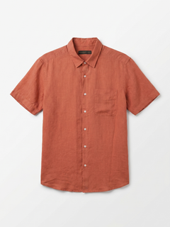 Men's Brick 100% Linen Regular Fit Shirt