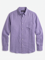 Men's Lilac 100% Linen Regular Fit Shirt