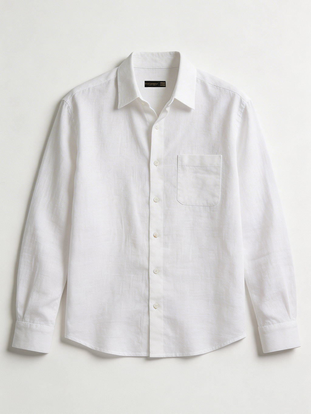 Men's White 100% Linen Regular Fit Shirt