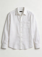 Men's White 100% Linen Regular Fit Shirt