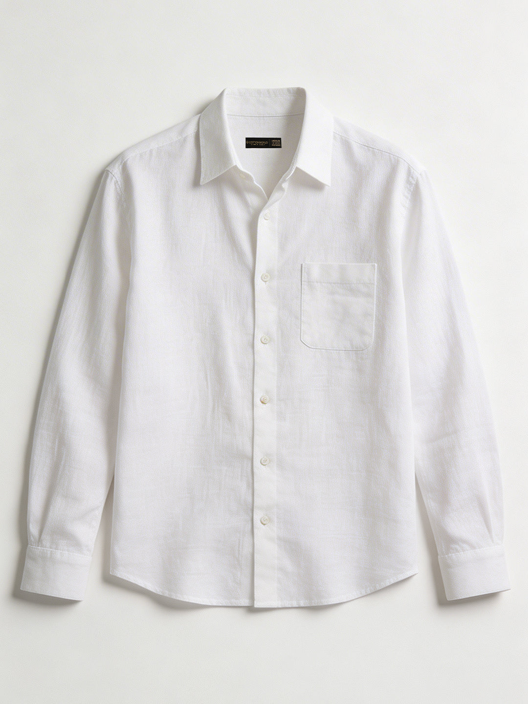 Men's White 100% Linen Regular Fit Shirt