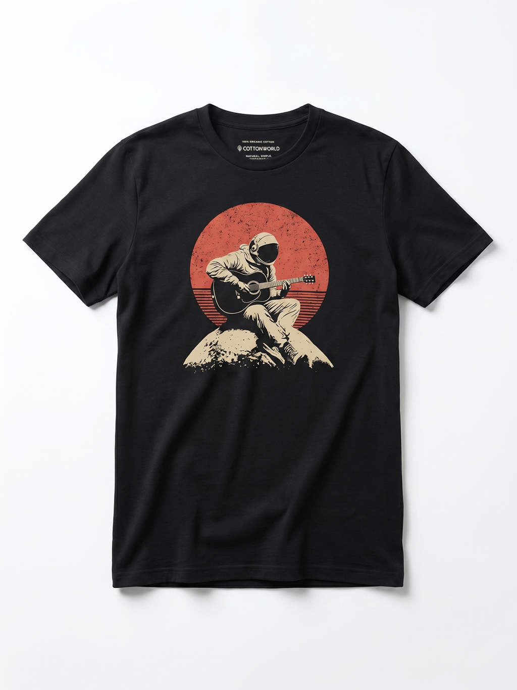 Men's Black 100% Organic Cotton Regular Fit Tshirt