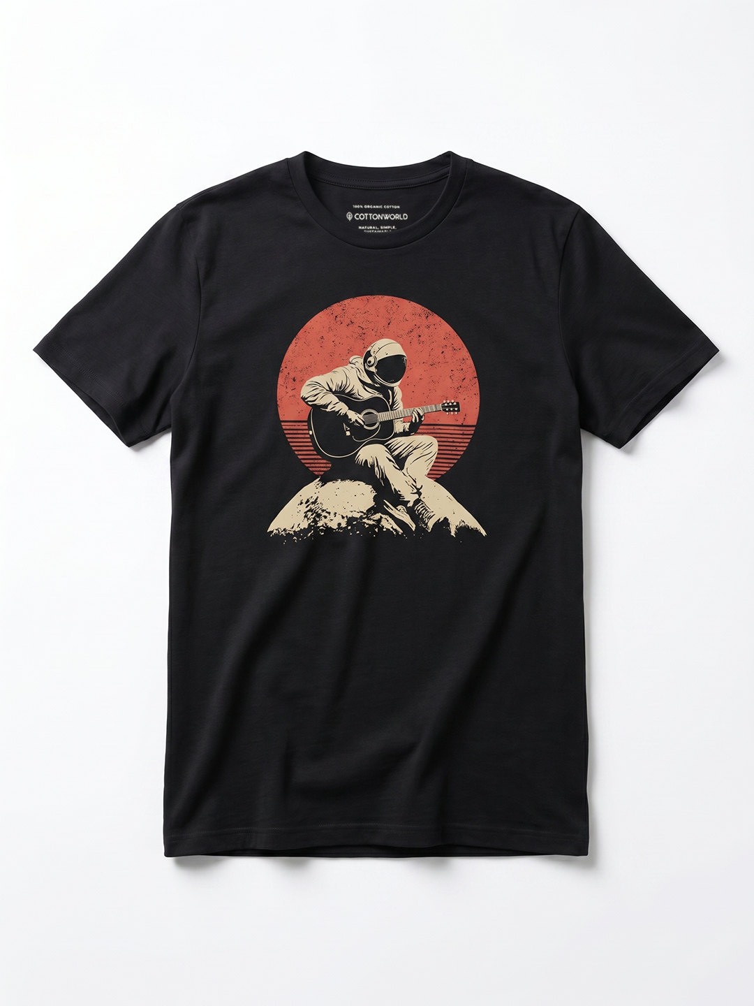 Men's Black 100% Organic Cotton Regular Fit Tshirt