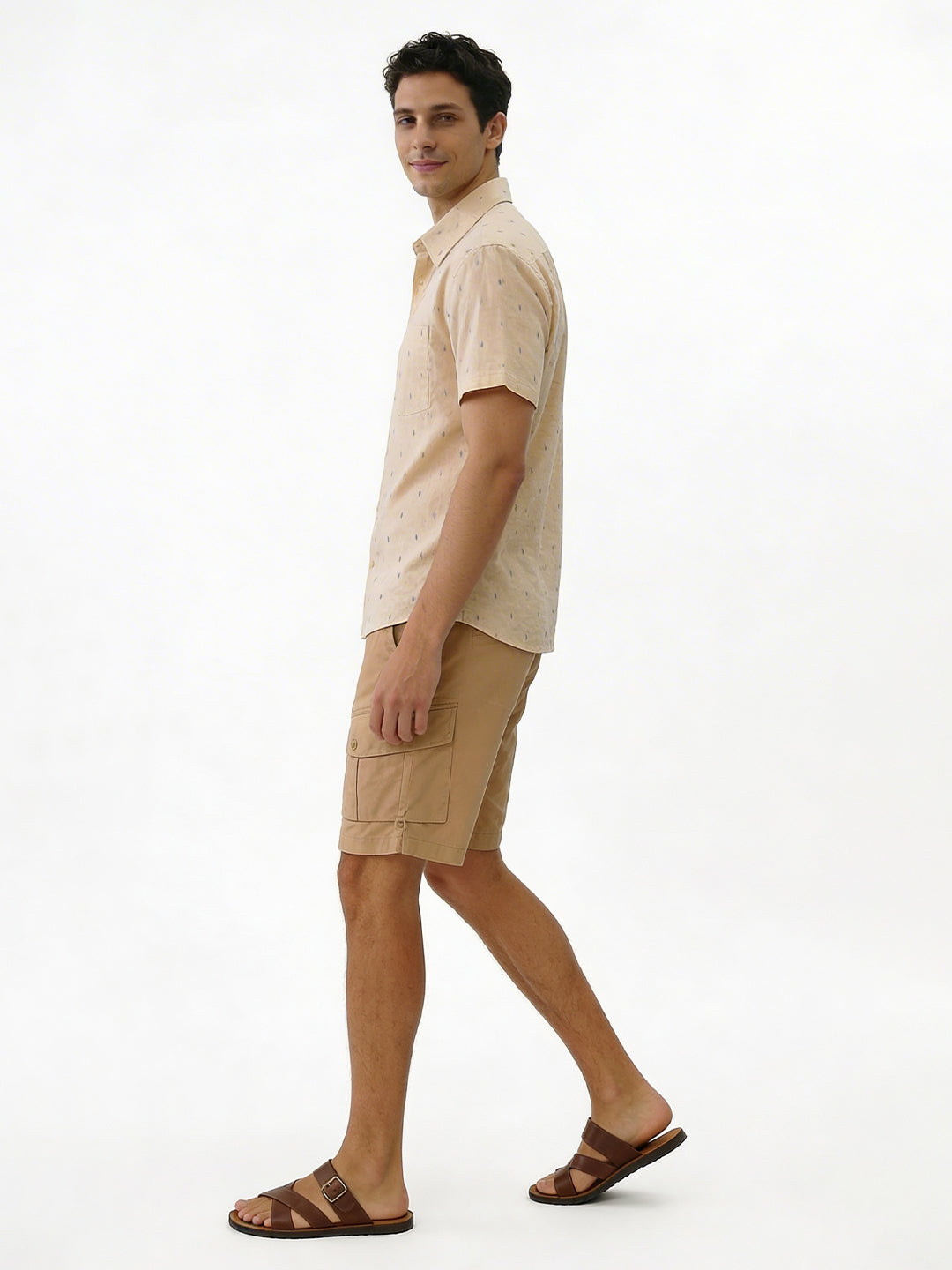 Men's Offwhite Cotton Polyester Loose Fit Shirt