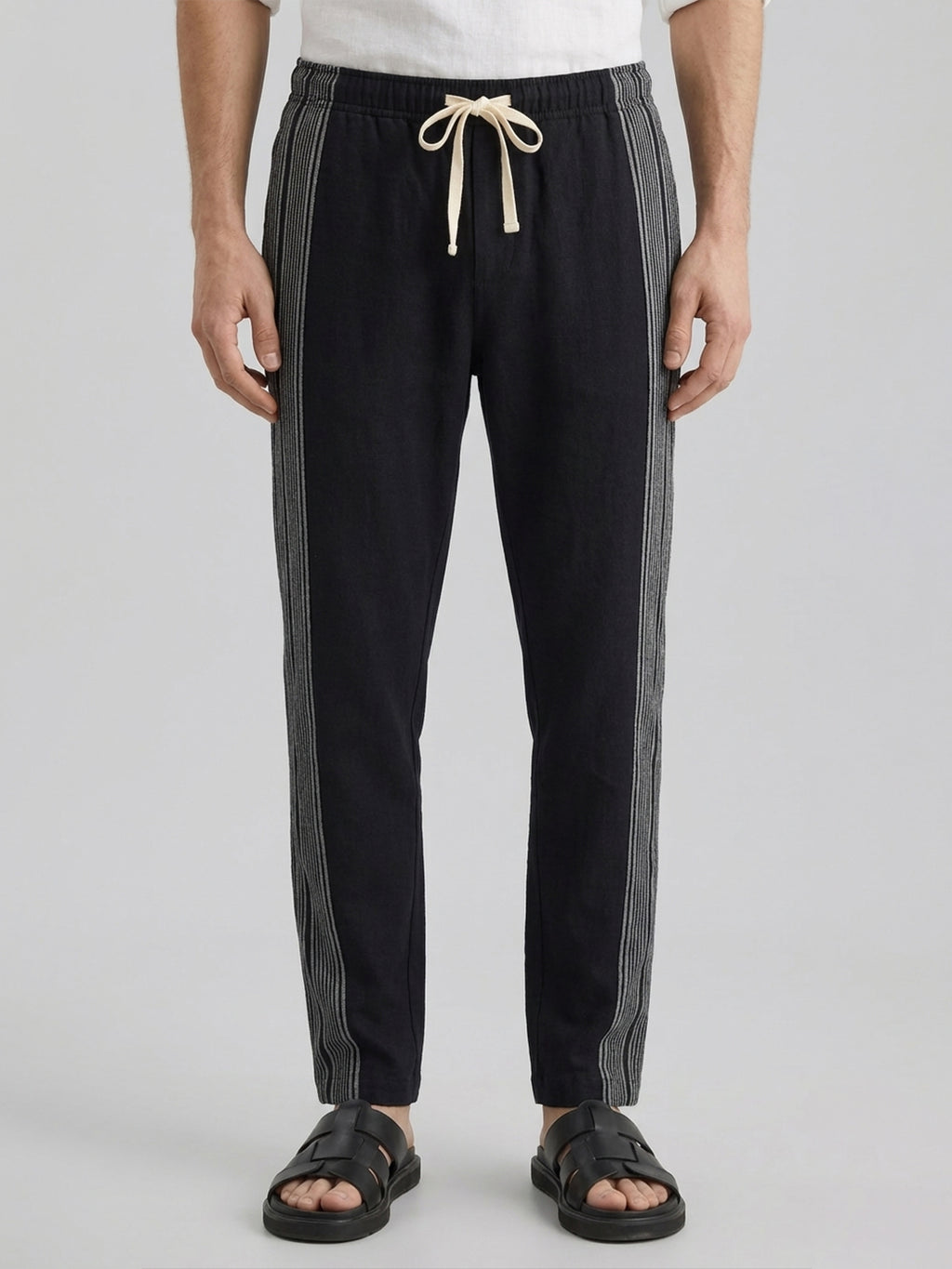 Men's Black 100% Cotton Regular Fit Pant