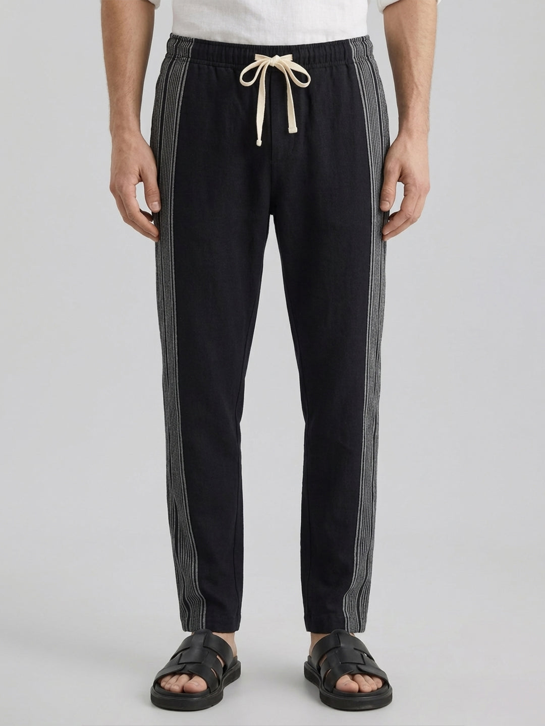 Men's Black 100% Cotton Regular Fit Pant