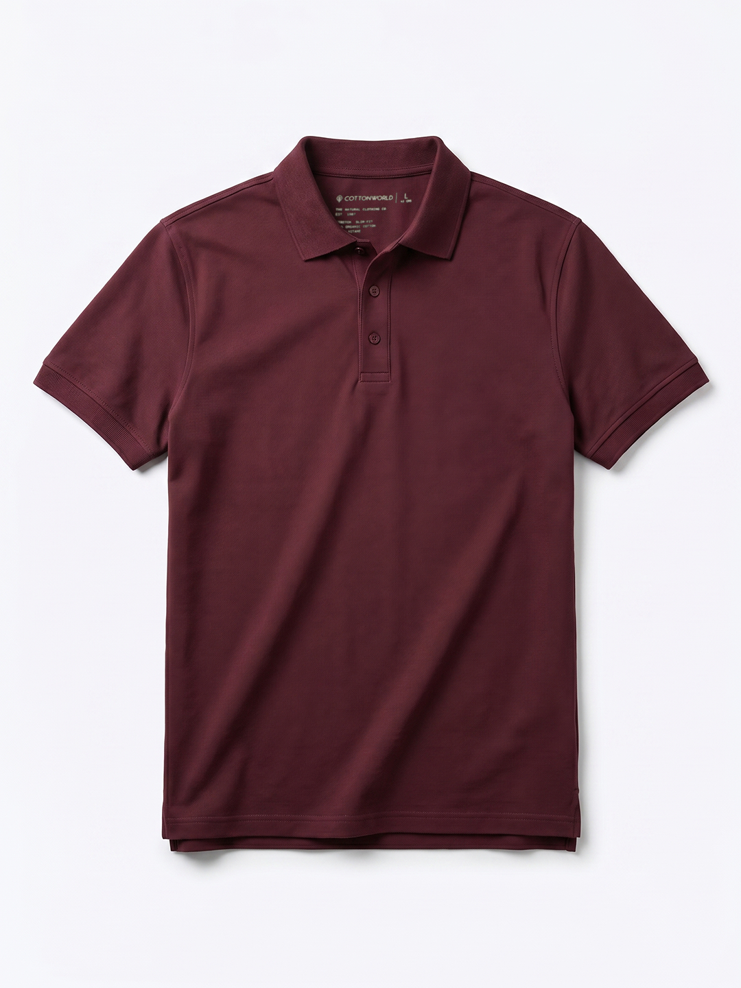 Men's Wine Cotton Elastane Slim Fit Tshirt