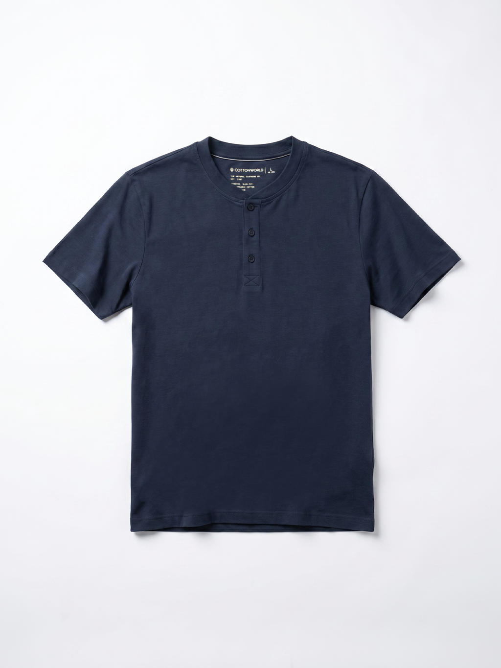 Men's Navy Cotton Elastane Slim Fit Tshirt