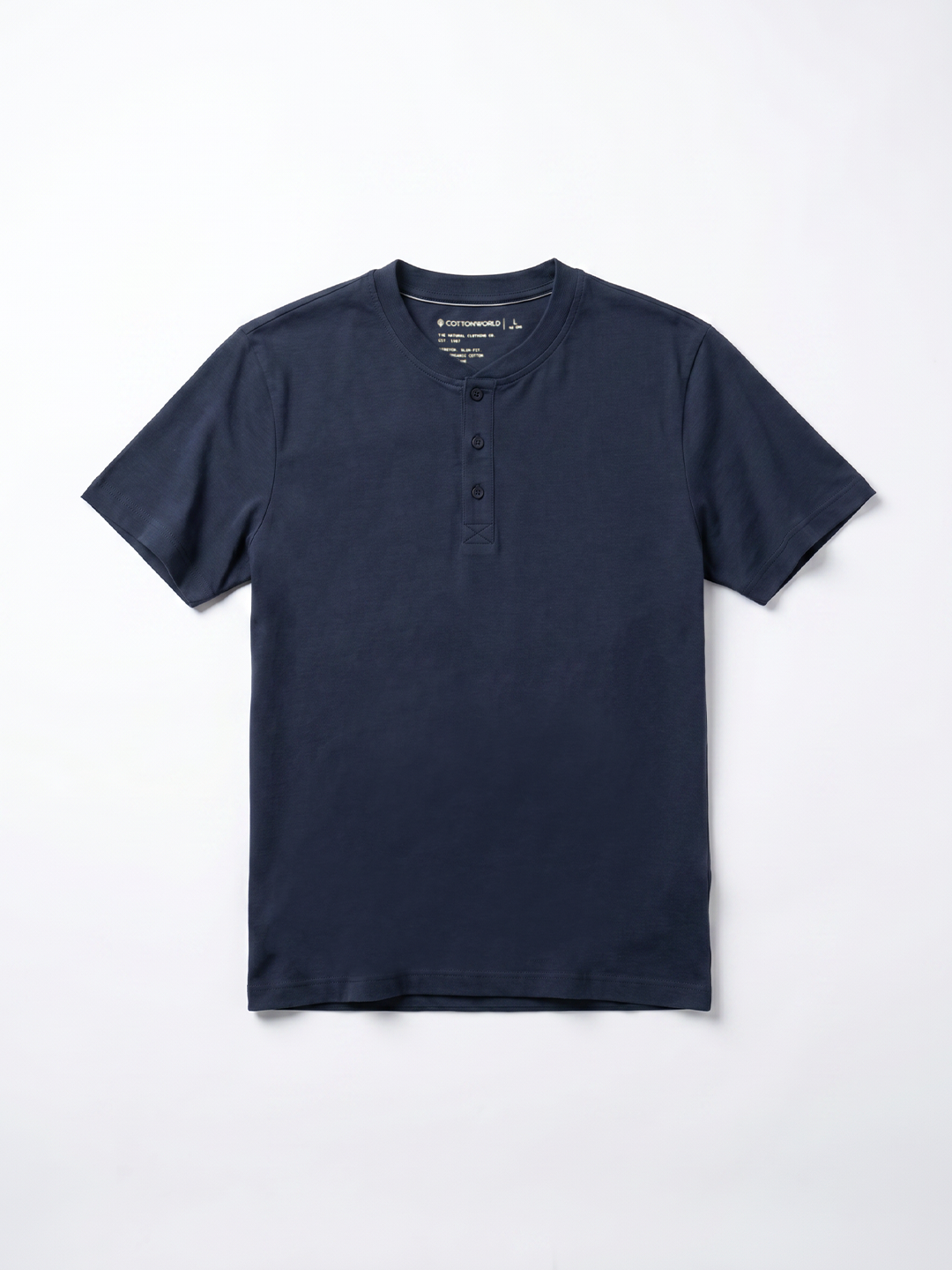 Men's Navy Cotton Elastane Slim Fit Tshirt