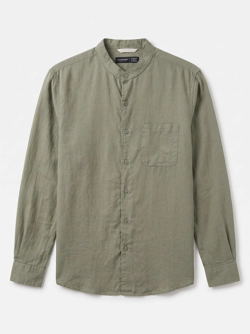 Men's Olive Tencel Linen Regular Fit Shirt