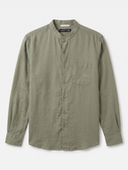 Men's Olive Tencel Linen Regular Fit Shirt