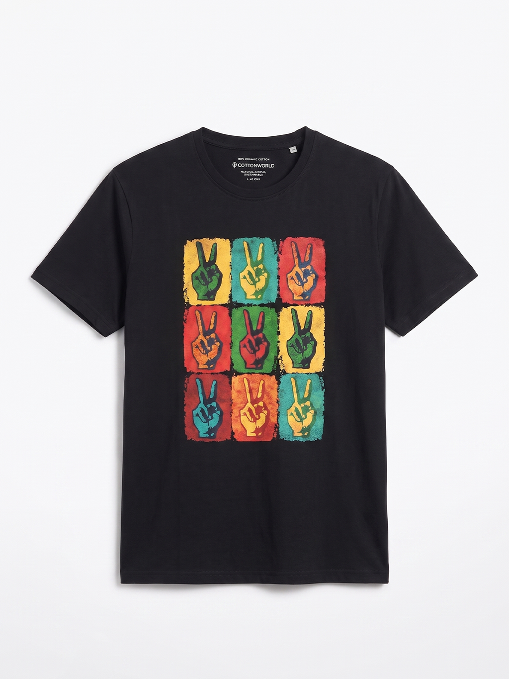 Men's 100% Organic Cotton Regular Fit Tshirt Black