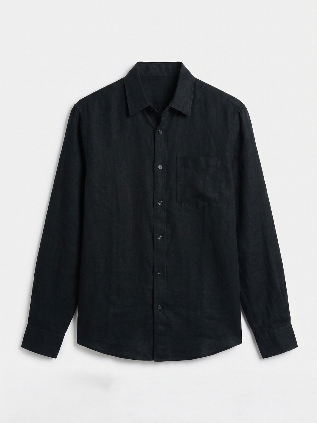 Men's Black 100% Linen Regular Fit Shirt