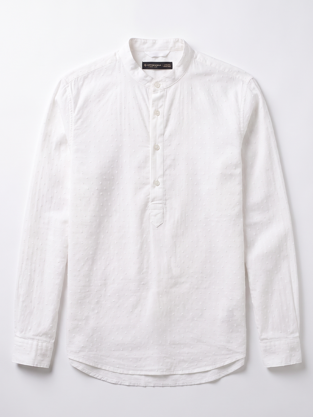 Men's White 100% Cotton Regular Fit Shirt