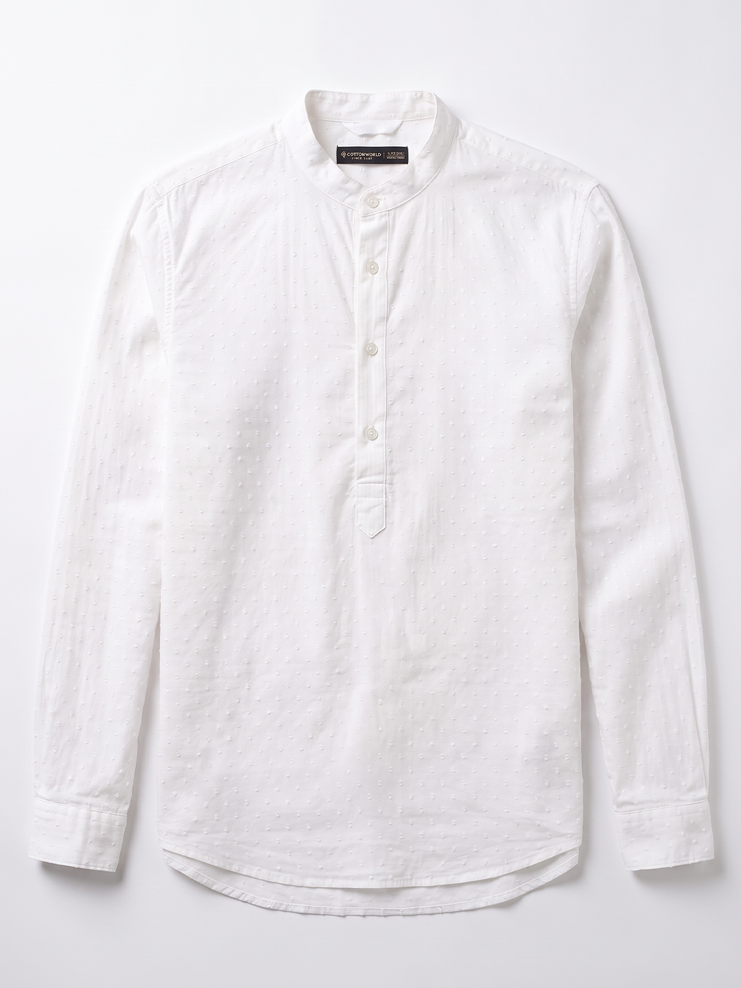 Men's White 100% Cotton Regular Fit Shirt