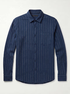 Men's Navy Cotton Lycra Regular Fit Shirt