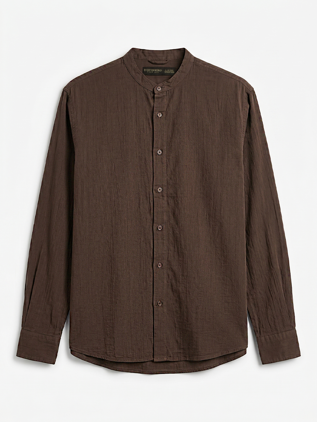 Men's Brown 100% Cotton Regular Fit Shirt