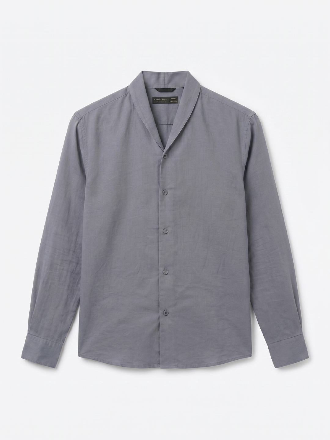 Men's Navy Tencel Linen Regular Fit Shirt