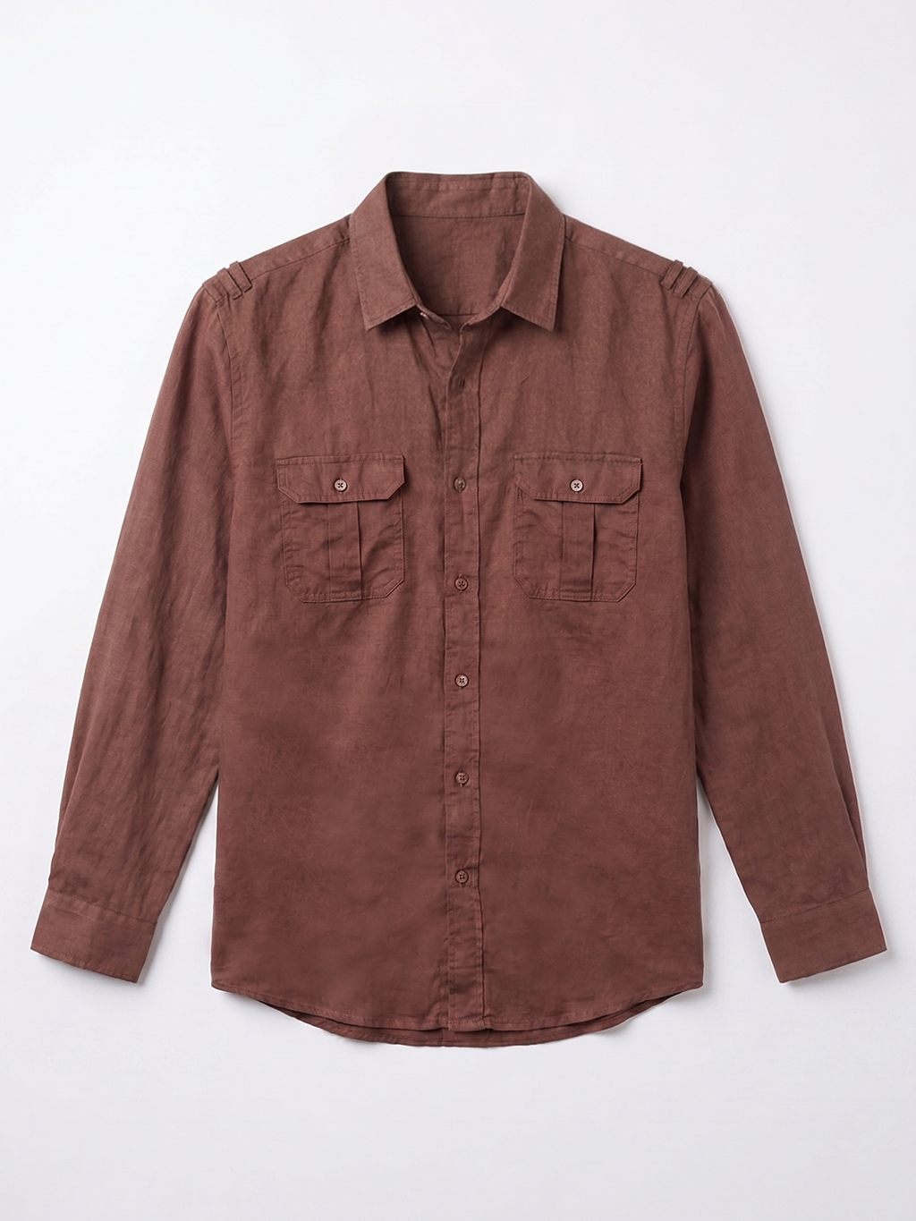 Men's Brown Linen Cotton Regular Fit Shirt