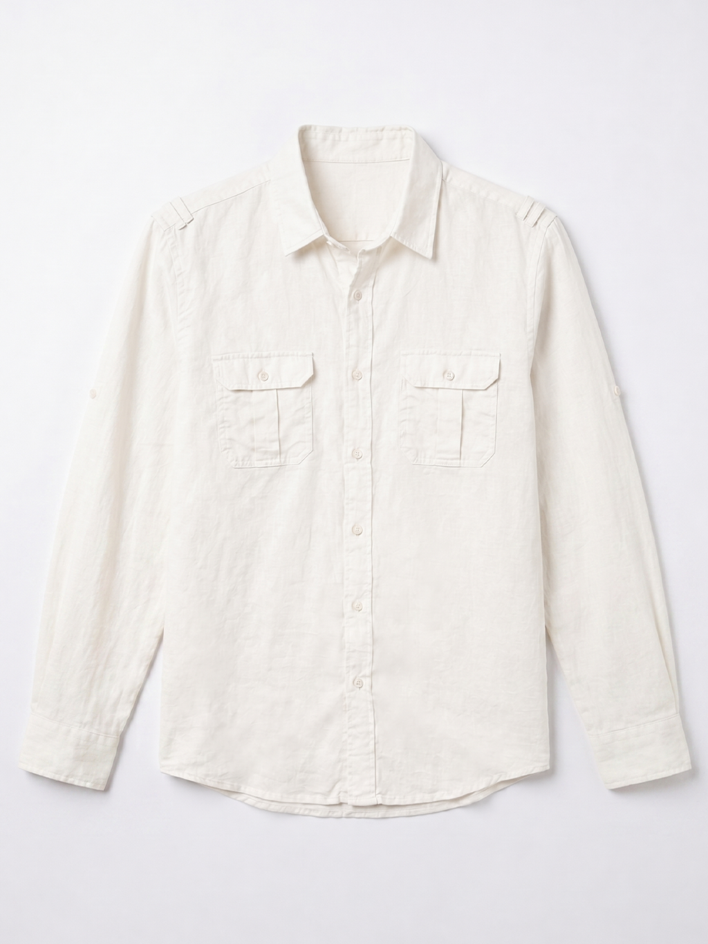 Men's White Linen Cotton Regular Fit Shirt