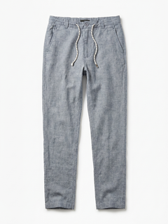 Men's Navy Cotton Linen Regular Fit Pant