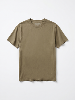 Men's Khaki Cotton Bamboo Elastane Regular Fit Tshirt