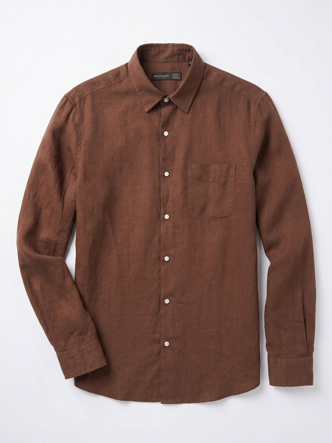 Men's Brown 100% Linen Regular Fit Shirt