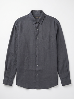 Men's Navy 100% Linen Regular Fit Shirt