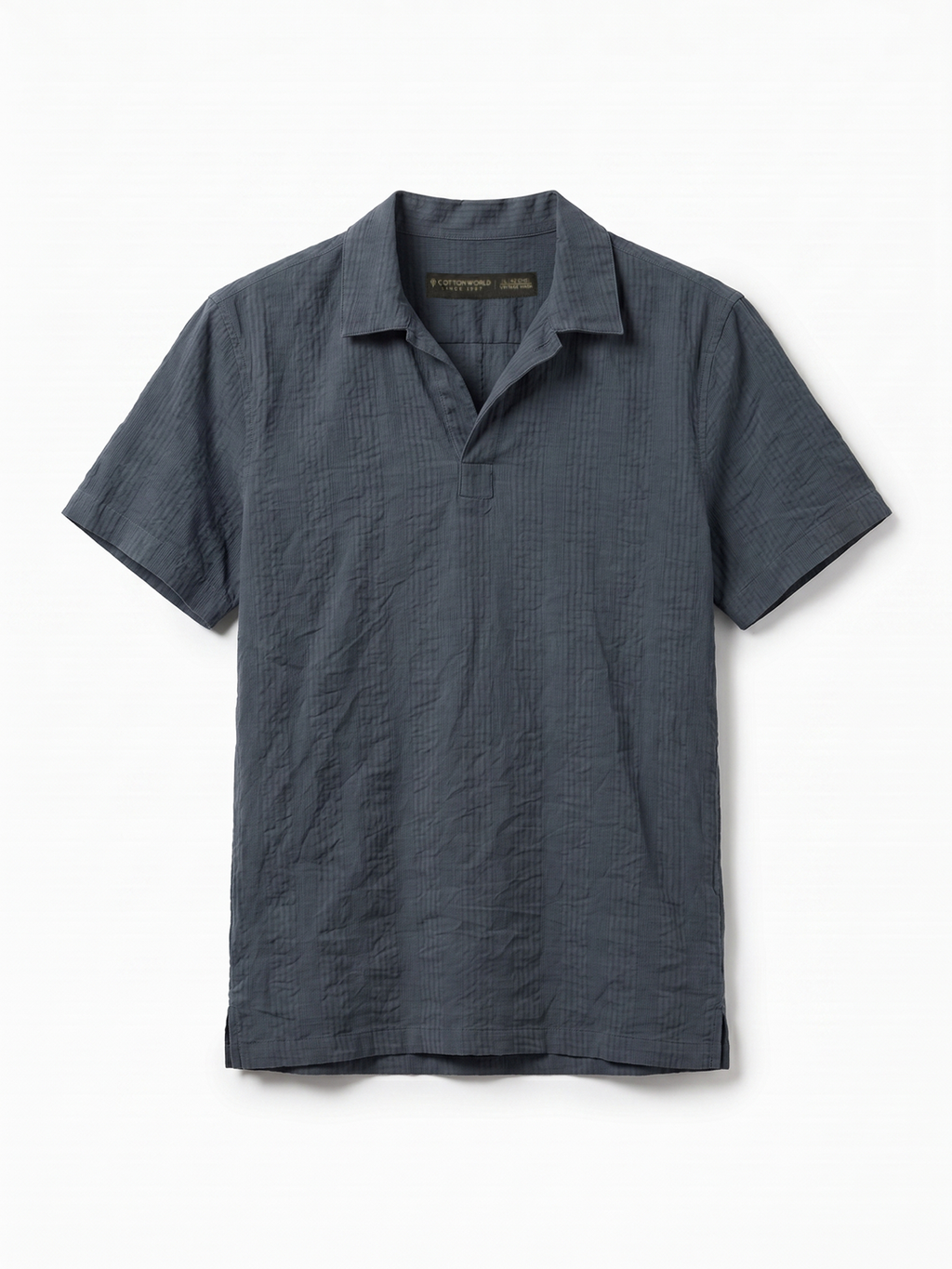 Men's Navy Cotton Viscose Regular Fit Shirt