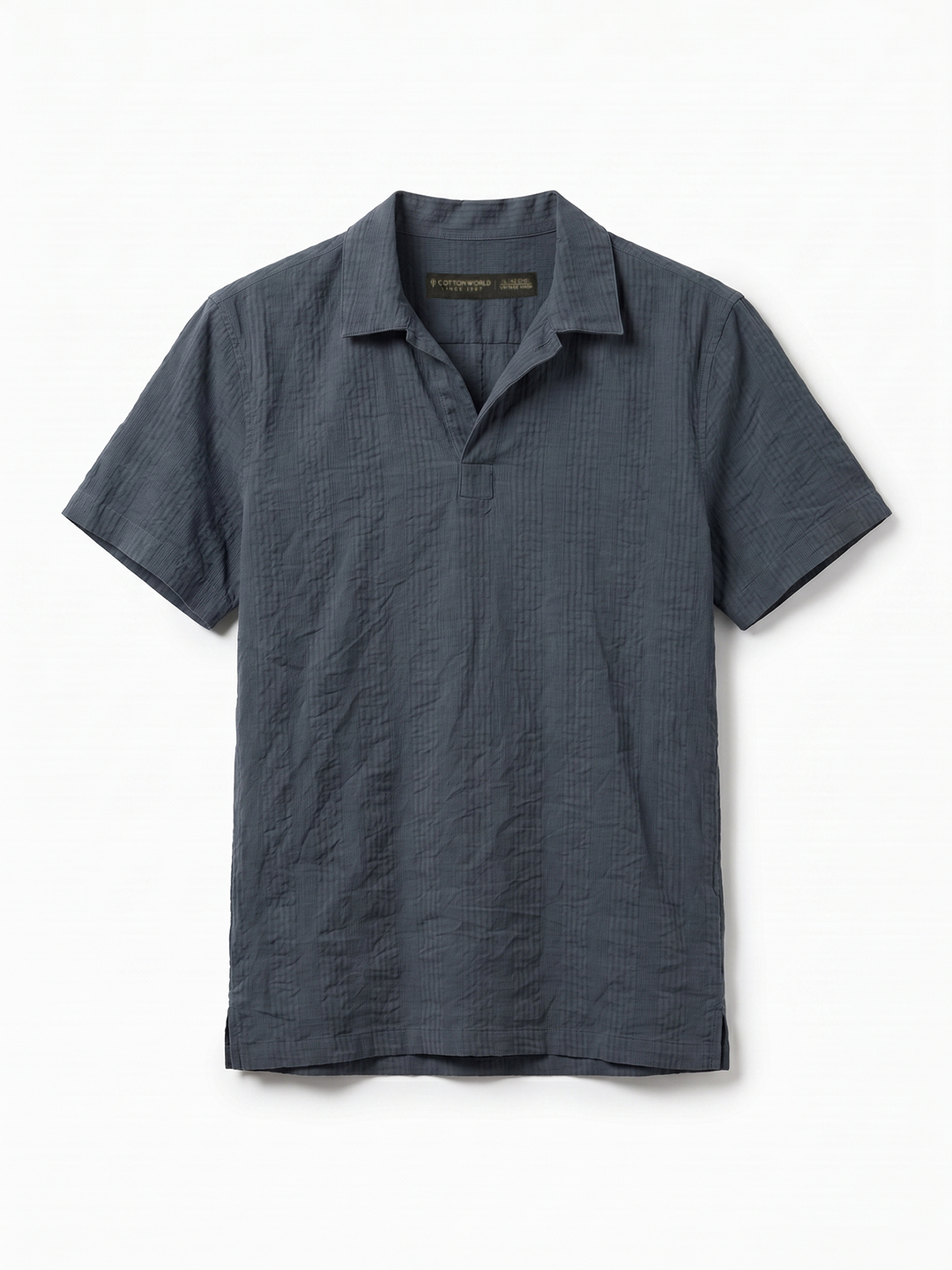 Men's Navy Cotton Viscose Regular Fit Shirt