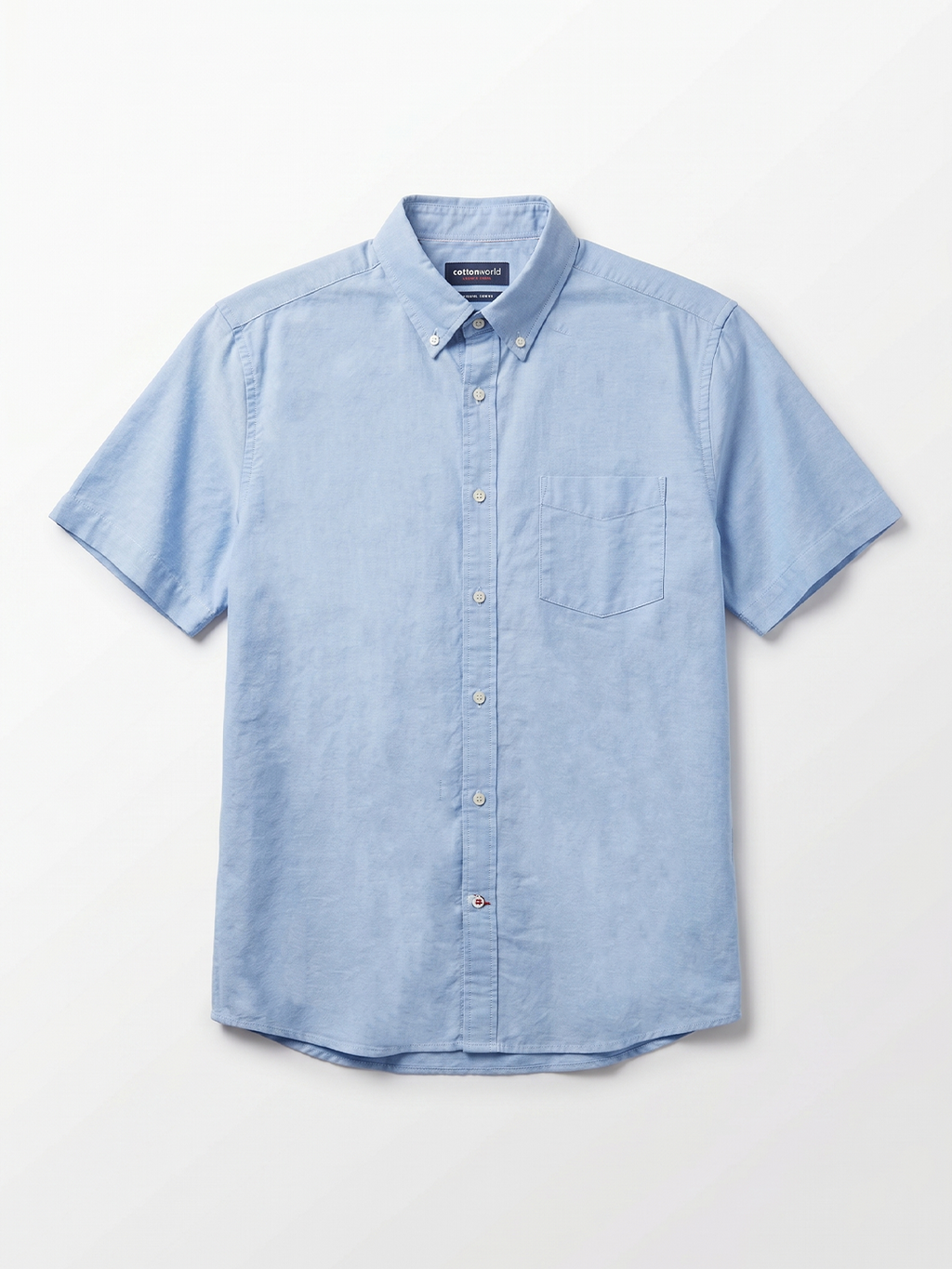 Men's Oxford 100% Cotton Regular Fit Half Sleeves Shirt Sky
