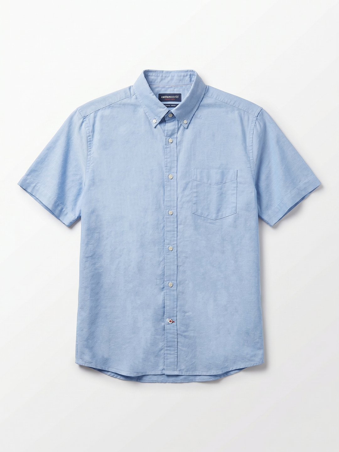 Men's Oxford 100% Cotton Regular Fit Half Sleeves Shirt Sky