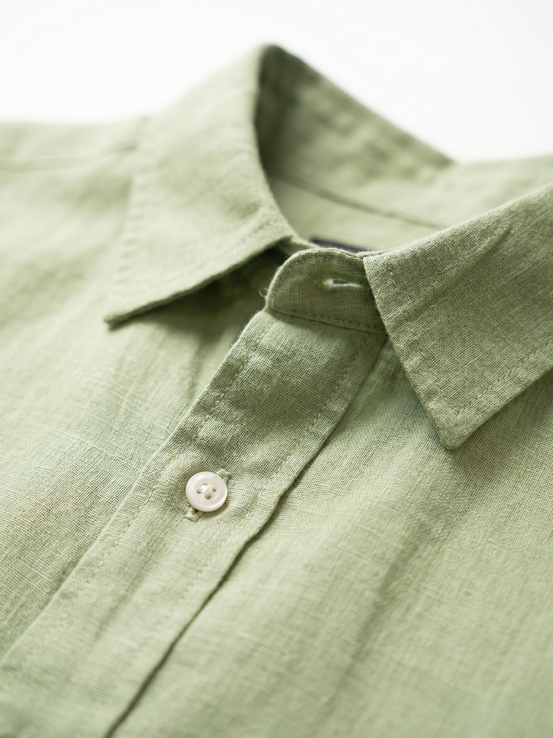 Men's Green 100% Linen Regular Fit Shirt