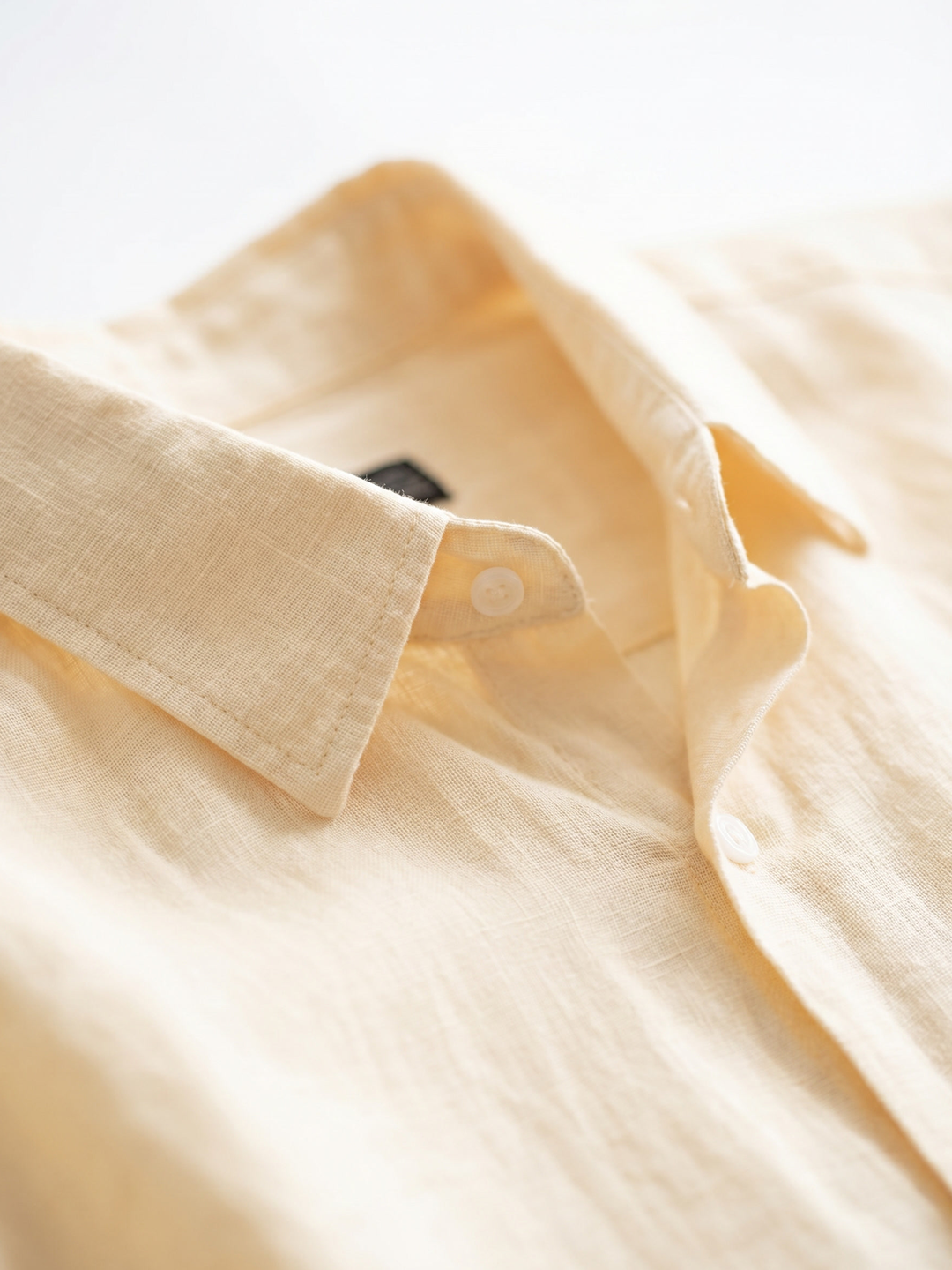 Men's Yellow 100% Linen Regular Fit Shirt