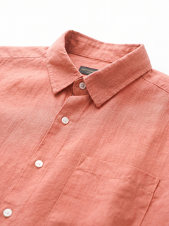 Men's Brick 100% Linen Regular Fit Shirt