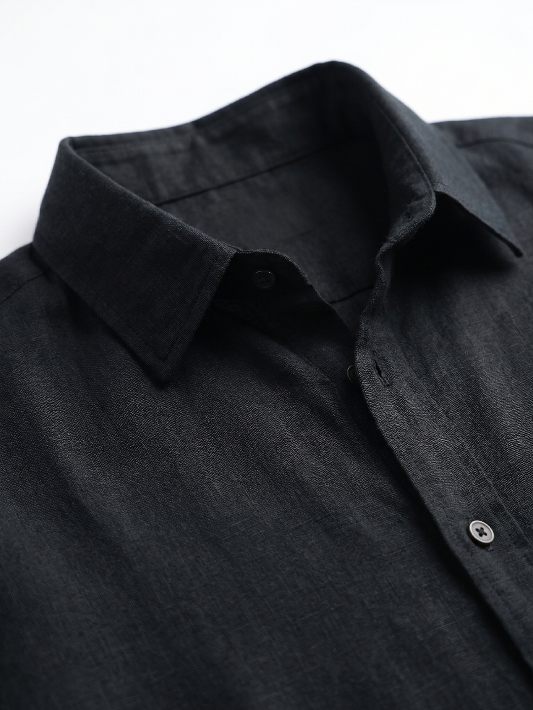 Men's Black 100% Linen Regular Fit Shirt