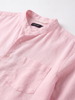 Men's Pink Tencel Linen Regular Fit Shirt